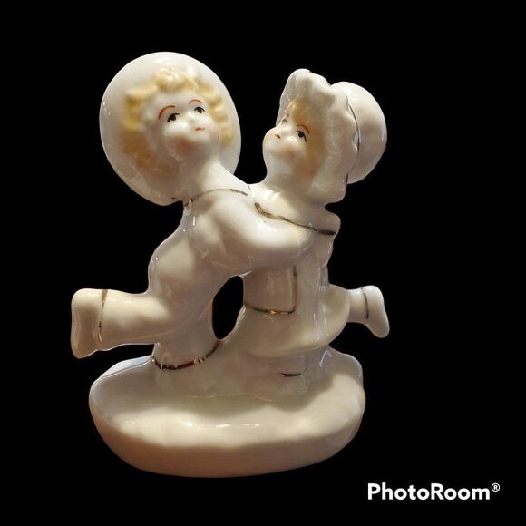 Sophia-Ann Porcelain Dancing Boy and Girl Figurine White with Gold trim. - Picture 7 of 8